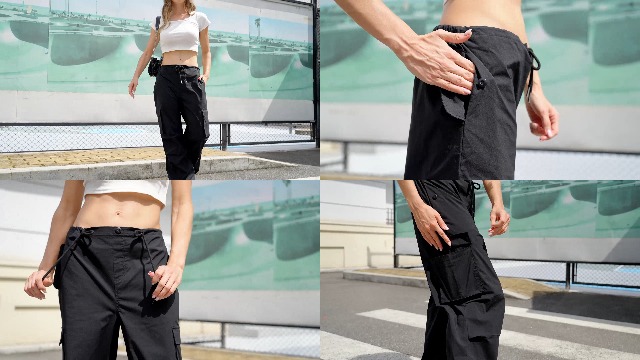 パンツ 00s Roen parachute cargo half pants y2k COPYLEAF Cargo Pants Women Low Waisted Parachute Pants with